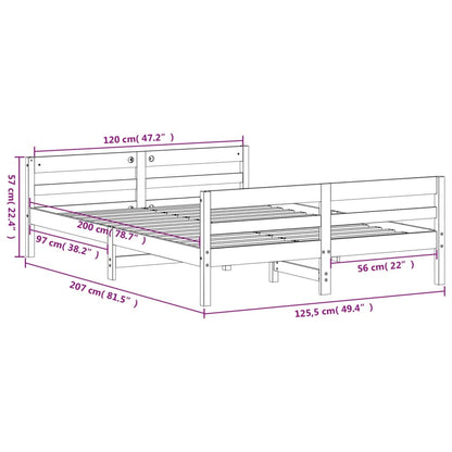 Bed Frame without Mattress Wax Brown 120x200 cm Solid Wood Pine