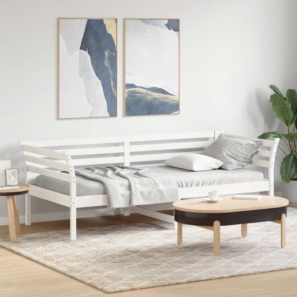 Day Bed without Mattress White 100x200 cm Solid Wood Pine