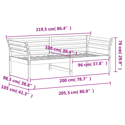 Day Bed without Mattress White 100x200 cm Solid Wood Pine