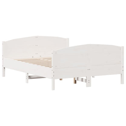 Bed Frame without Mattress White 150x200 cm King Size Solid Wood Pine