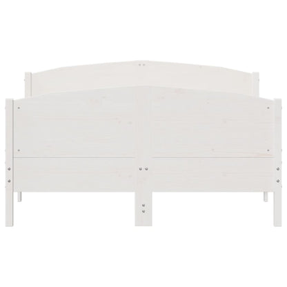 Bed Frame without Mattress White 150x200 cm King Size Solid Wood Pine