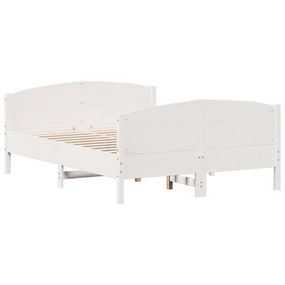 Bed Frame without Mattress White 150x200 cm King Size Solid Wood Pine