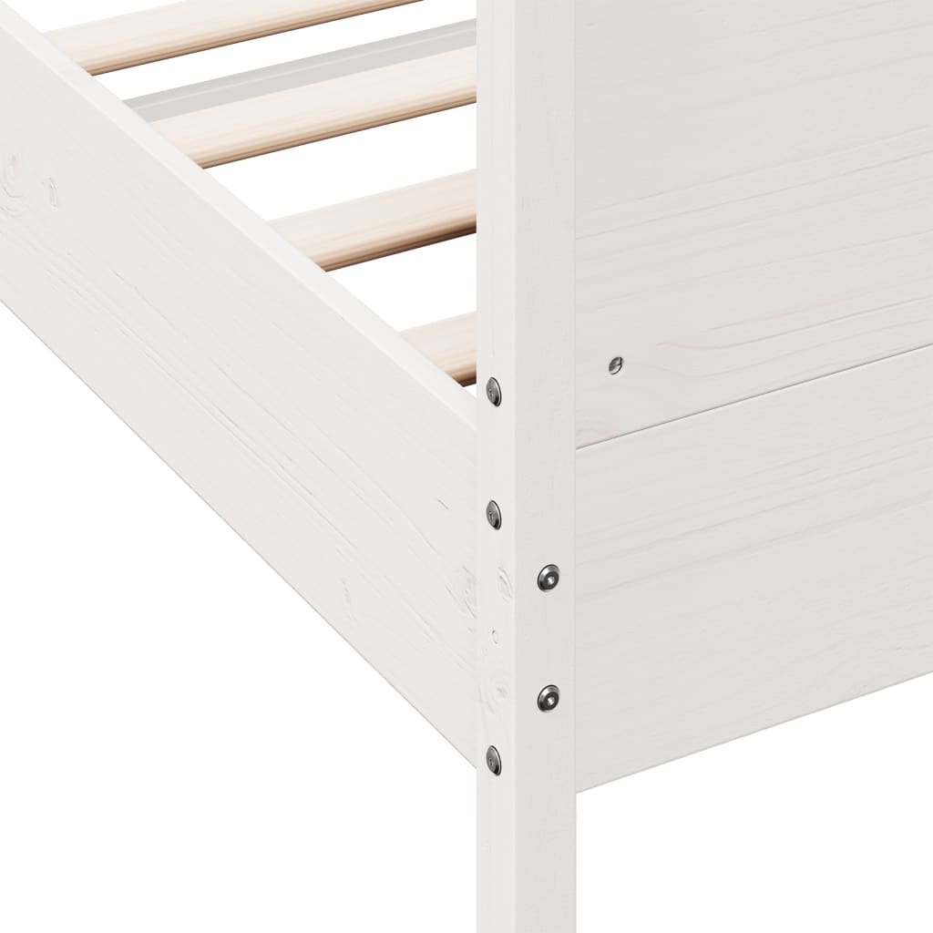 Bed Frame without Mattress White 150x200 cm King Size Solid Wood Pine