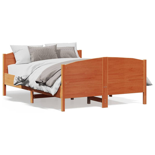 Bed Frame without Mattress Wax Brown 140x200 cm Solid Wood Pine