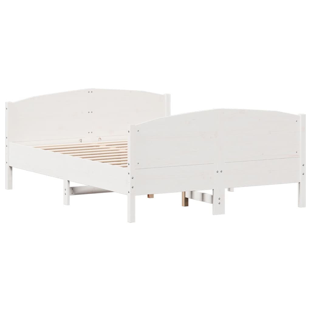 Bed Frame without Mattress White 140x190 cm Solid Wood Pine