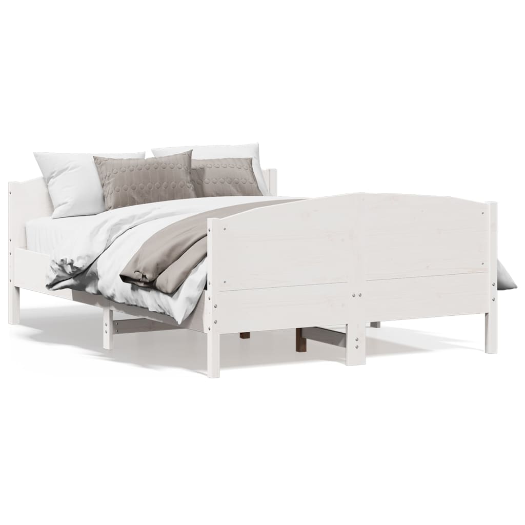 Bed Frame without Mattress White 140x190 cm Solid Wood Pine