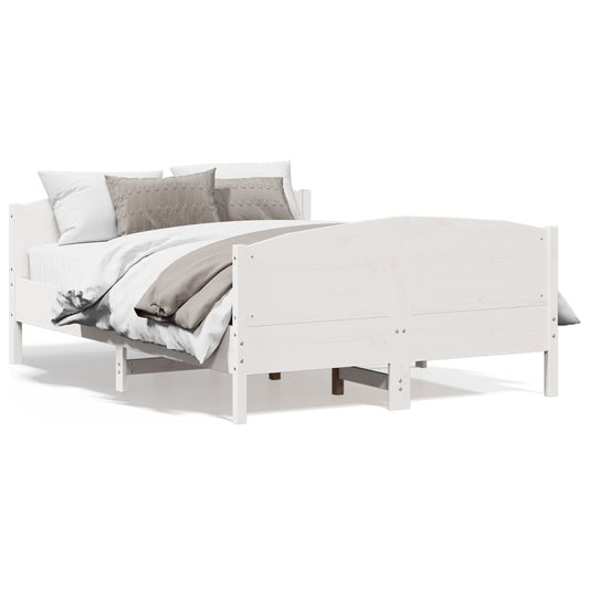 Bed Frame without Mattress White 140x190 cm Solid Wood Pine
