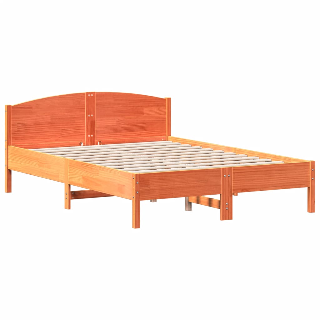 Bed Frame without Mattress Wax Brown 160x200 cm Solid Wood Pine