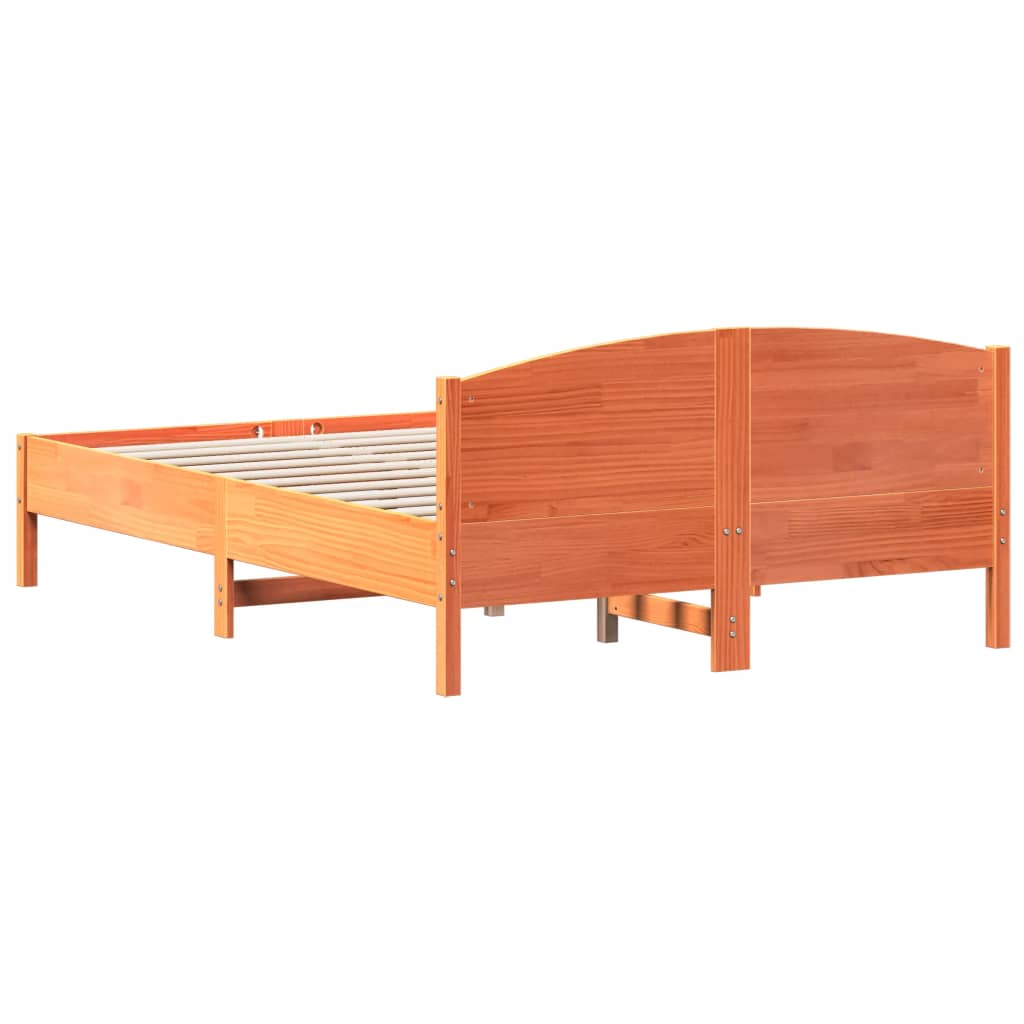Bed Frame without Mattress Wax Brown 160x200 cm Solid Wood Pine