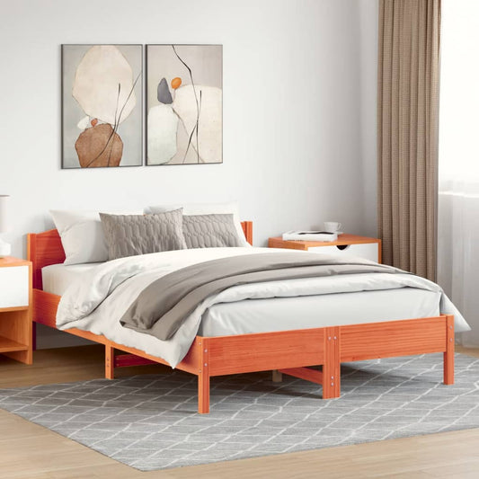 Bed Frame without Mattress Wax Brown 160x200 cm Solid Wood Pine