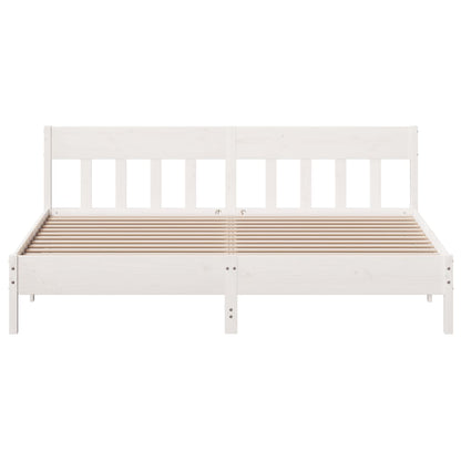 Bed Frame without Mattress White 200x200 cm Solid Wood Pine