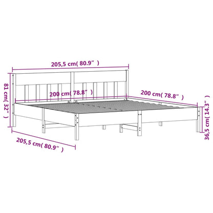 Bed Frame without Mattress White 200x200 cm Solid Wood Pine