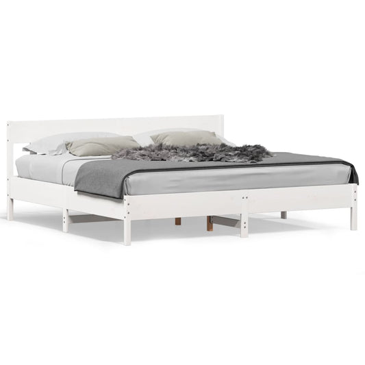 Bed Frame without Mattress White 180x200 cm Super King Solid Wood Pine