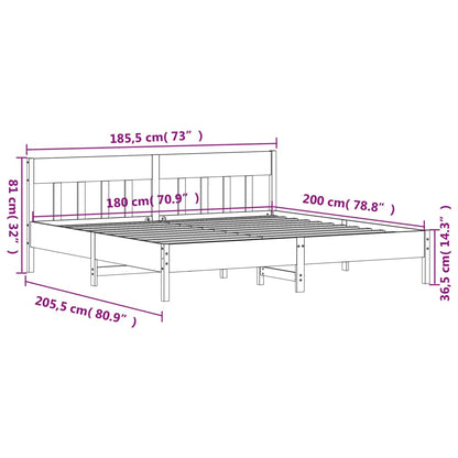 Bed Frame without Mattress Wax Brown 180x200 cm Super King Solid Wood Pine