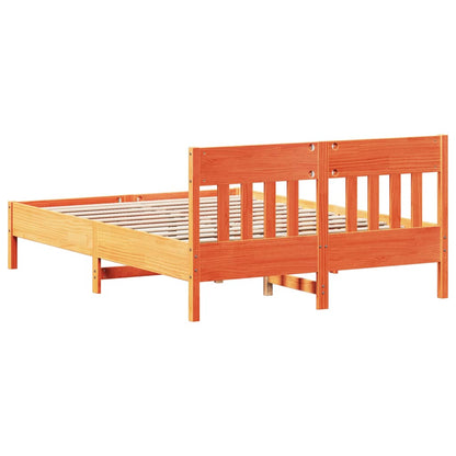 Bed Frame without Mattress Wax Brown 160x200 cm Solid Wood Pine