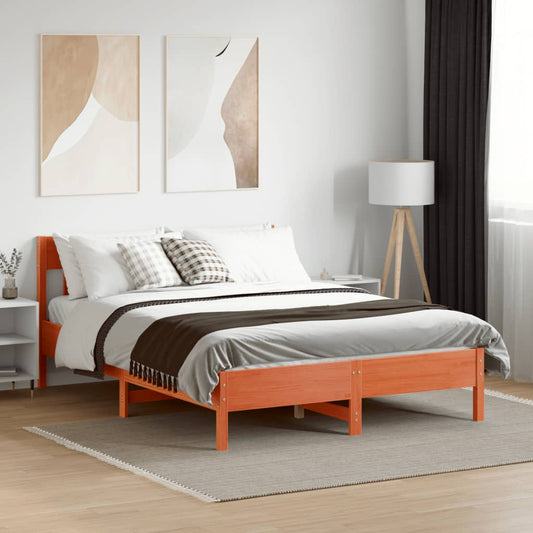 Bed Frame without Mattress Wax Brown 160x200 cm Solid Wood Pine