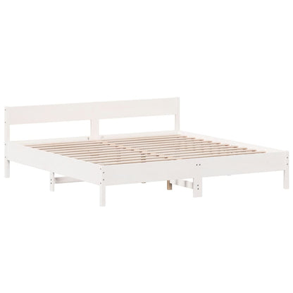 Bed Frame with Headboard White 200x200 cm Solid Wood Pine