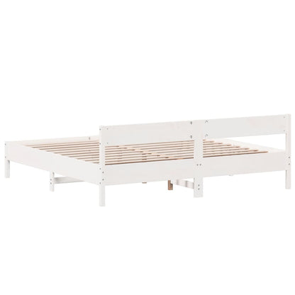 Bed Frame with Headboard White 200x200 cm Solid Wood Pine
