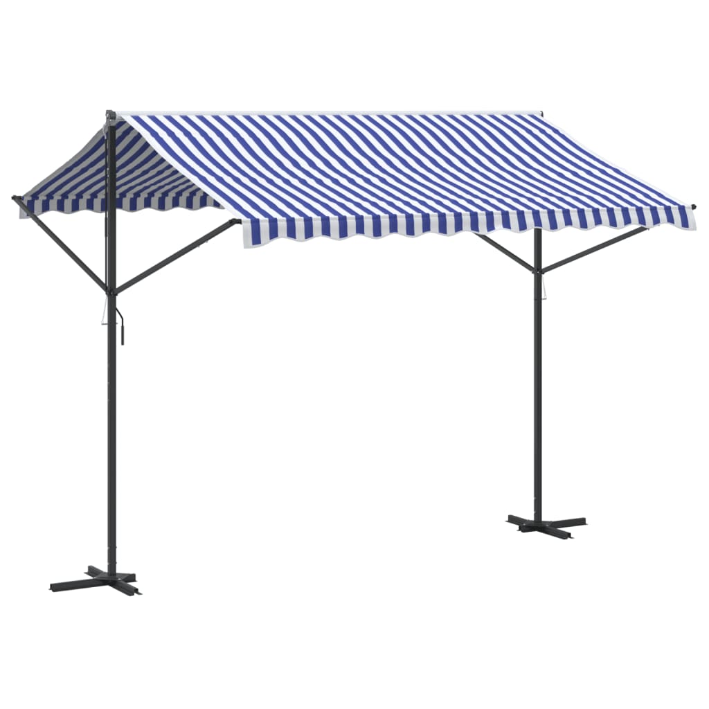 Free Standing Awning Blue and White 300x300 cm Fabric and Steel