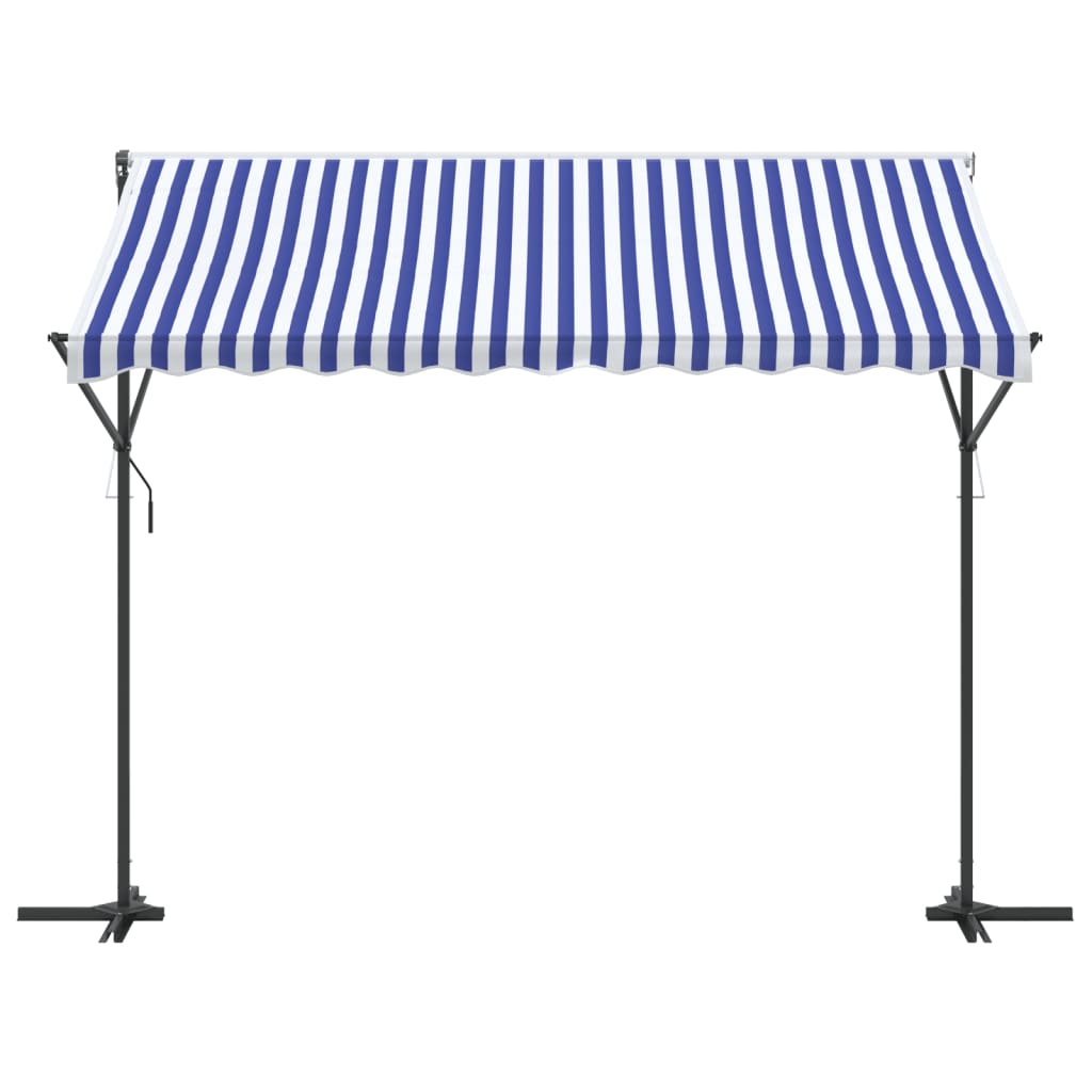 Free Standing Awning Blue and White 300x300 cm Fabric and Steel