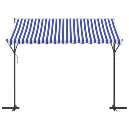 Free Standing Awning Blue and White 300x300 cm Fabric and Steel