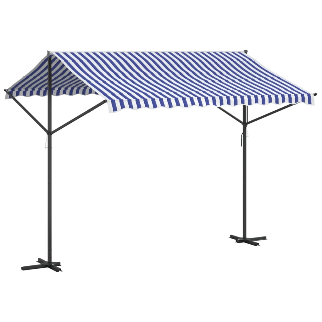 Free Standing Awning Blue and White 300x300 cm Fabric and Steel