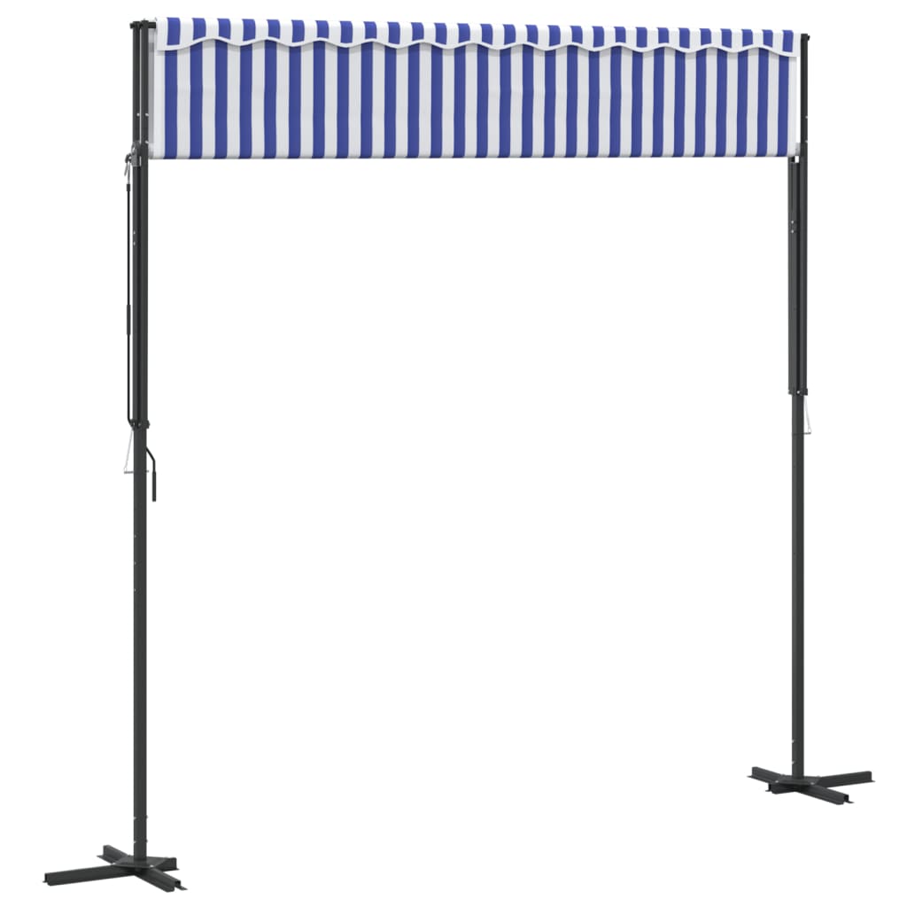 Free Standing Awning Blue and White 300x300 cm Fabric and Steel