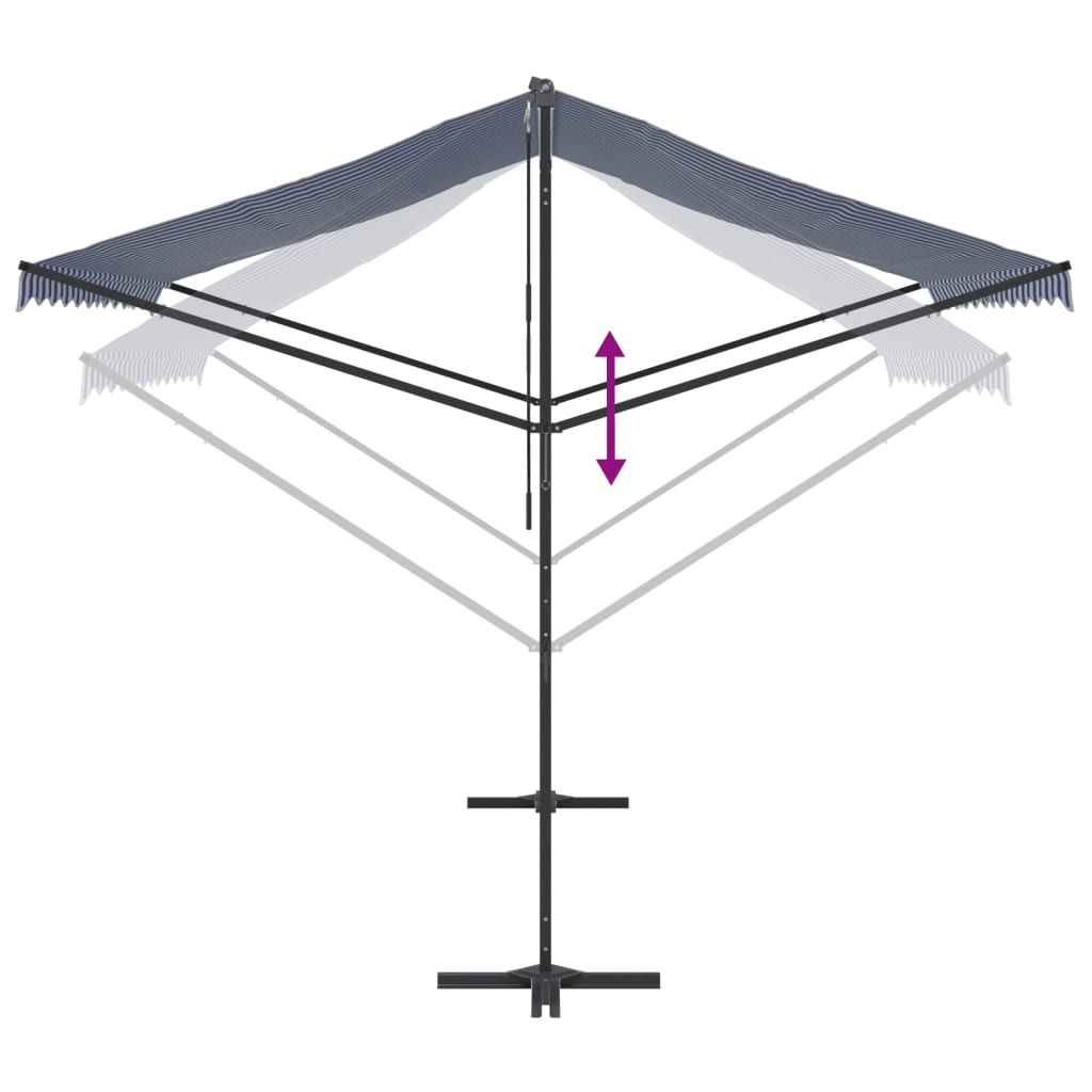 Free Standing Awning Blue and White 300x300 cm Fabric and Steel