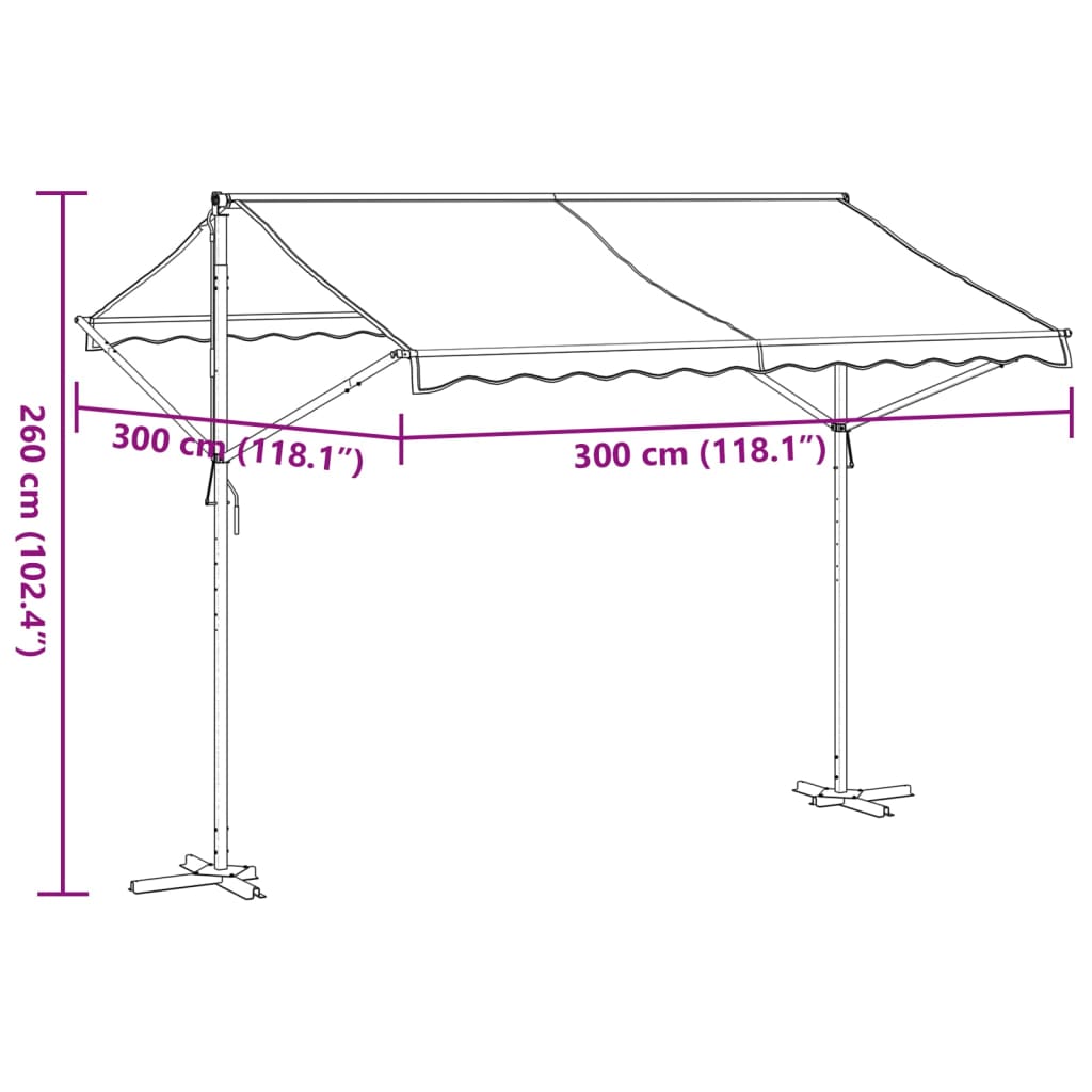 Free Standing Awning Blue and White 300x300 cm Fabric and Steel