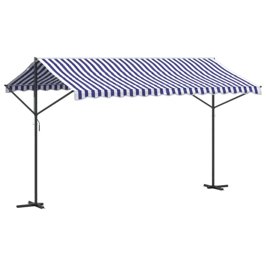 Free Standing Awning Blue and White 400x300 cm Fabric and Steel