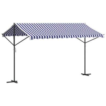 Free Standing Awning Blue and White 400x300 cm Fabric and Steel