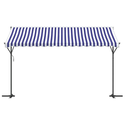 Free Standing Awning Blue and White 400x300 cm Fabric and Steel