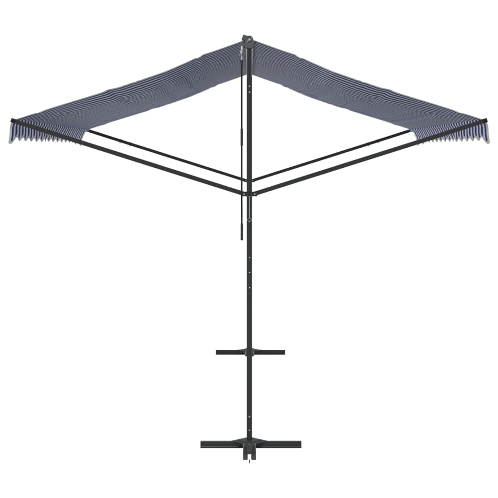 Free Standing Awning Blue and White 400x300 cm Fabric and Steel