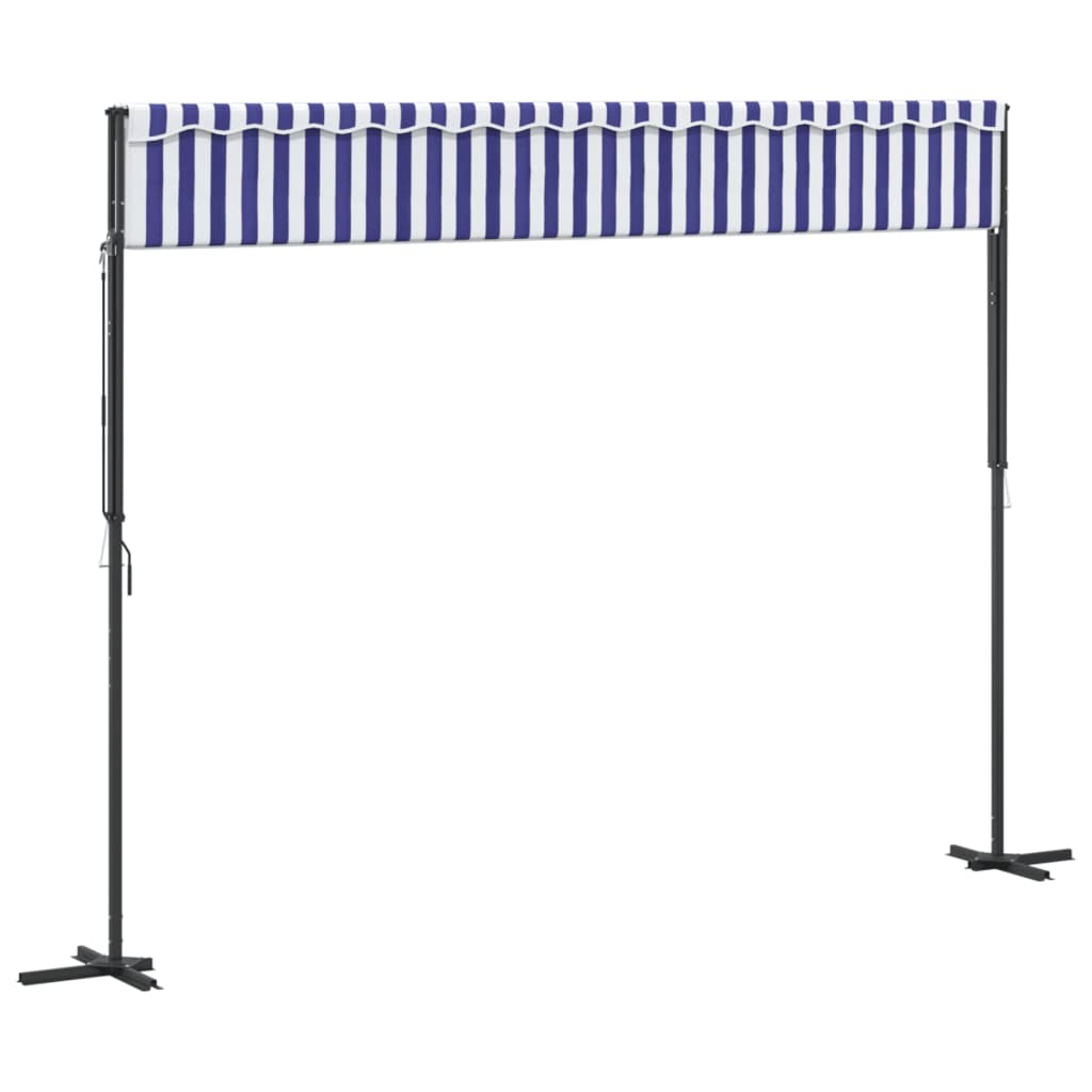 Free Standing Awning Blue and White 400x300 cm Fabric and Steel