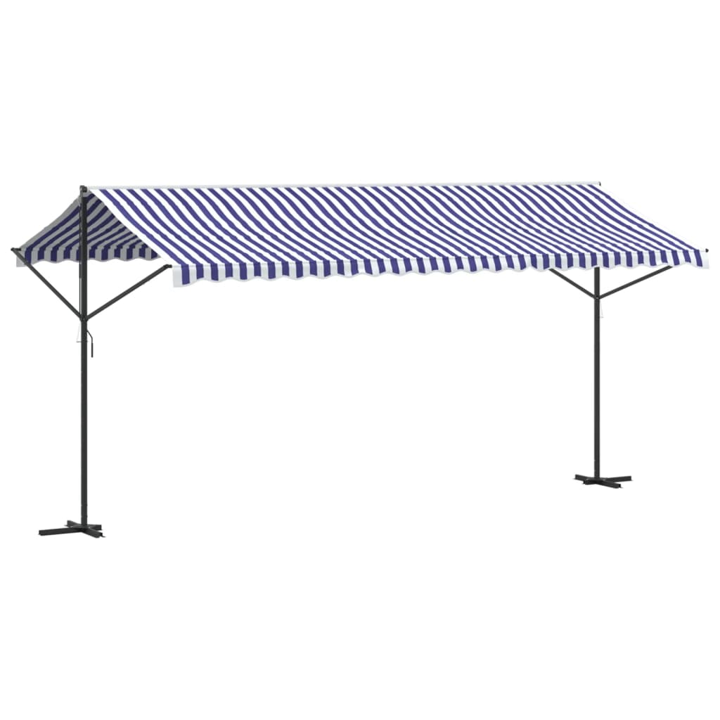 Free Standing Awning Blue and White 500x300 cm Fabric and Steel