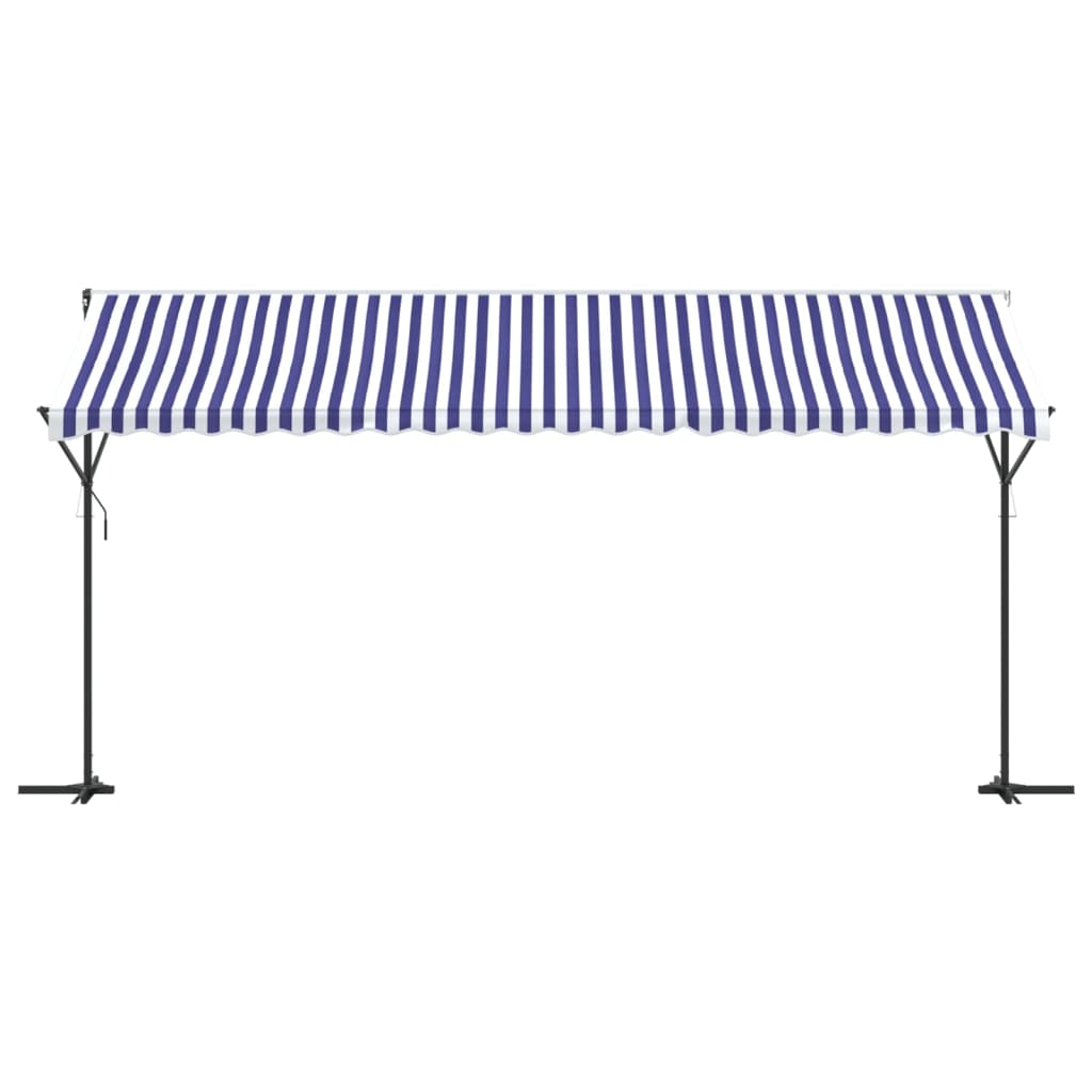 Free Standing Awning Blue and White 500x300 cm Fabric and Steel