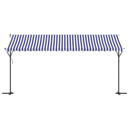 Free Standing Awning Blue and White 500x300 cm Fabric and Steel