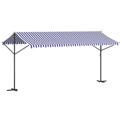 Free Standing Awning Blue and White 500x300 cm Fabric and Steel