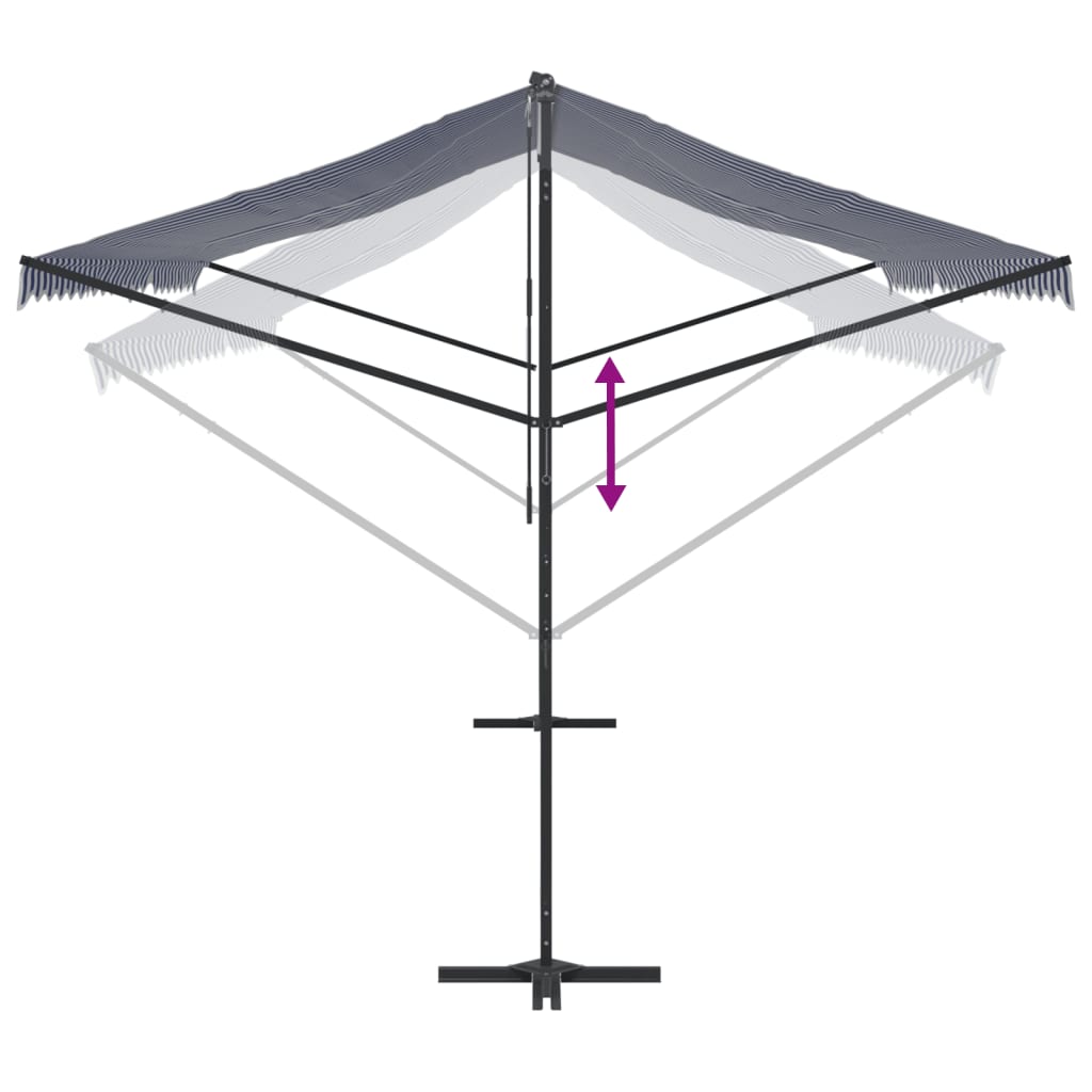 Free Standing Awning Blue and White 500x300 cm Fabric and Steel