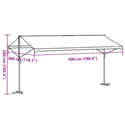 Free Standing Awning Blue and White 500x300 cm Fabric and Steel