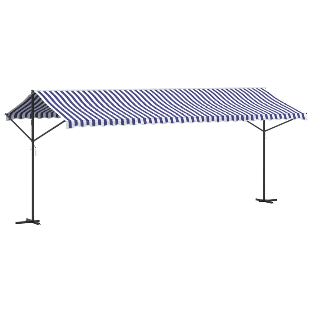 Free Standing Awning Blue and White 600x300 cm Fabric and Steel