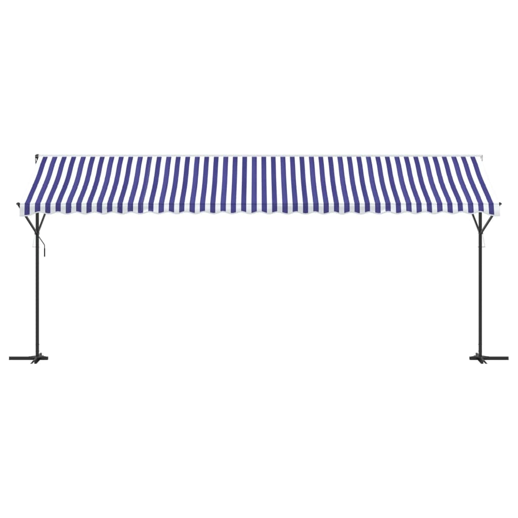 Free Standing Awning Blue and White 600x300 cm Fabric and Steel