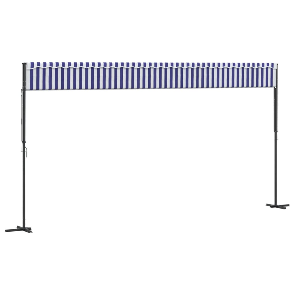 Free Standing Awning Blue and White 600x300 cm Fabric and Steel