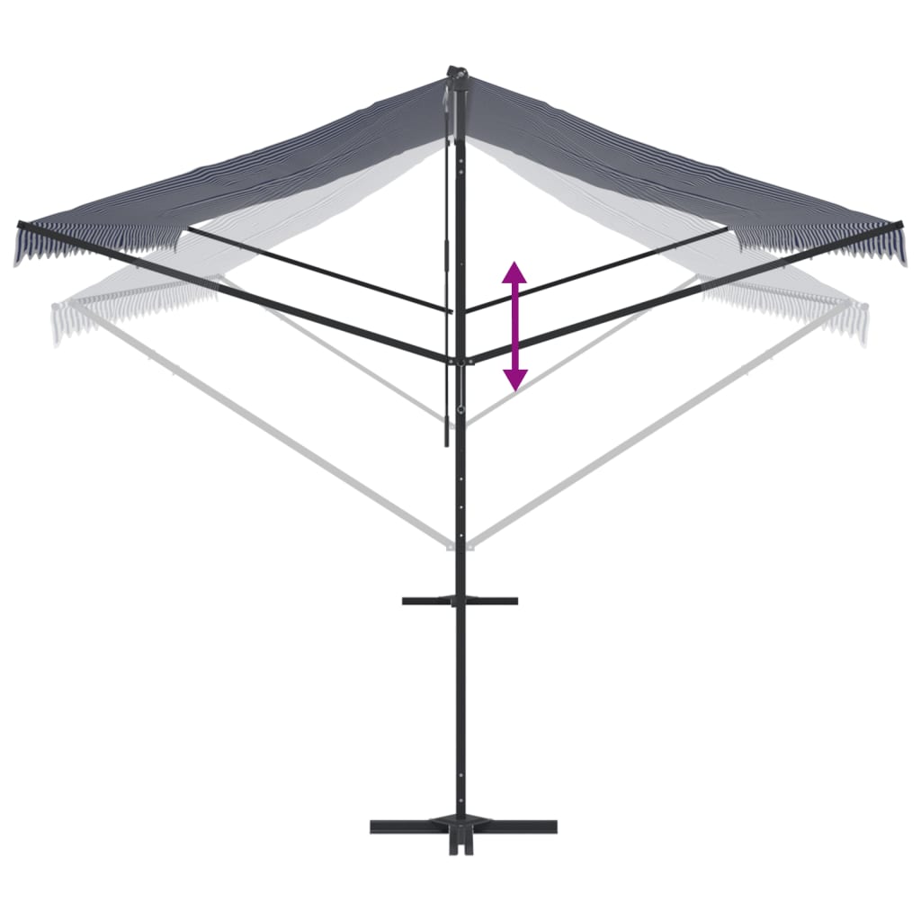 Free Standing Awning Blue and White 600x300 cm Fabric and Steel