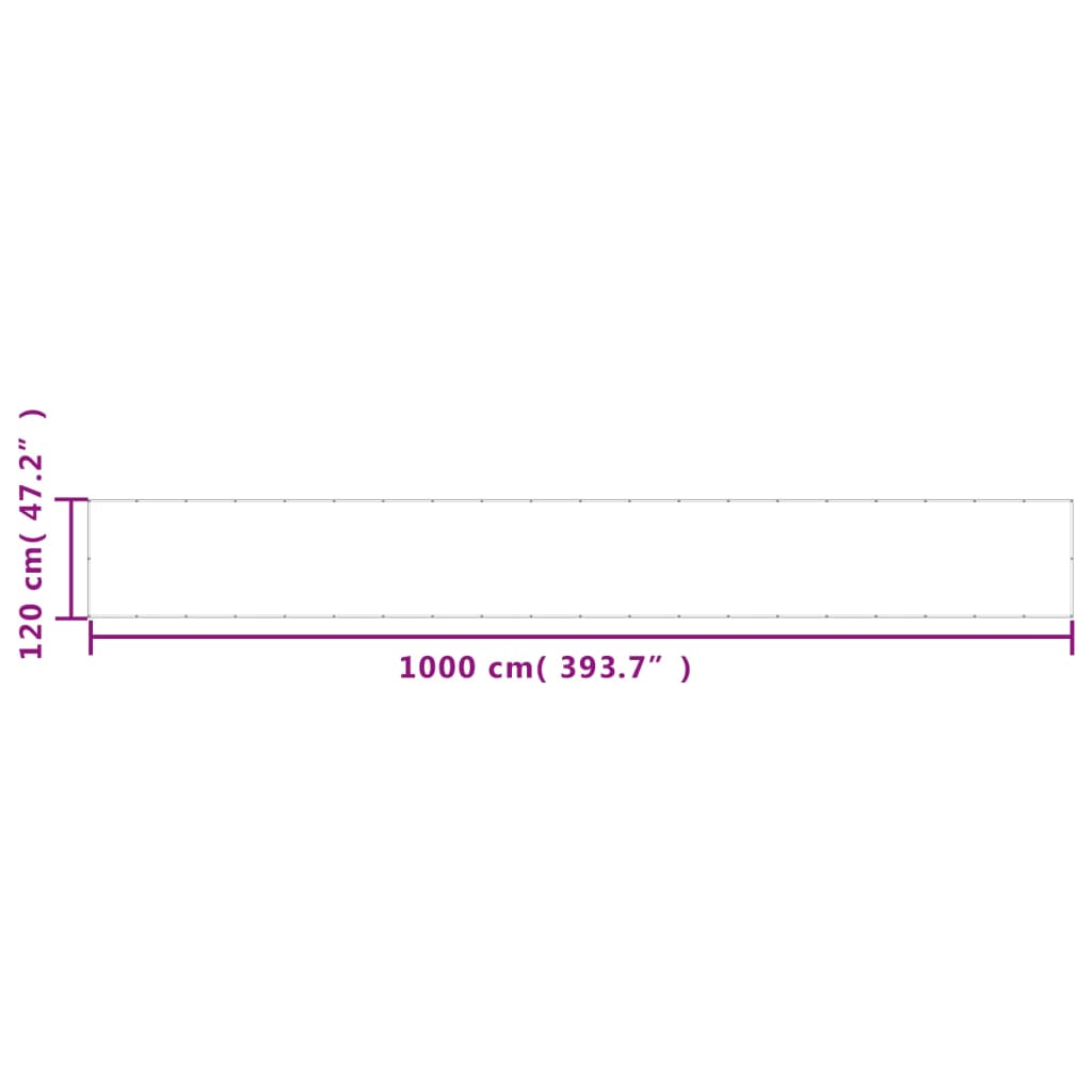 Balcony Screen White 120x1000 cm 100% Polyester Oxford