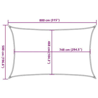 Sun Shade Sail Light Grey 8x5 m 100% Polyester Oxford