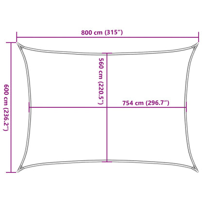 Sun Shade Sail Light Grey 8x6 m 100% Polyester Oxford