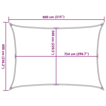 Sun Shade Sail Sand 8x6 m 100% Polyester Oxford