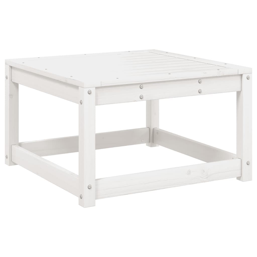 Garden Footstool White Solid Wood Pine