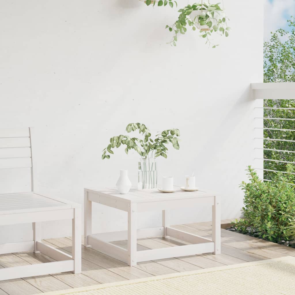 Garden Footstool White Solid Wood Pine